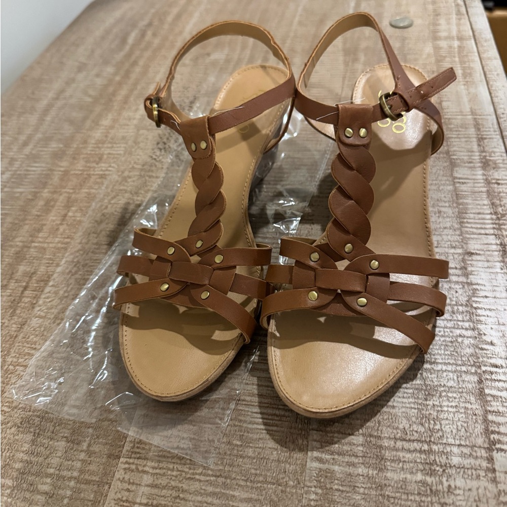 Franco Sarto Brown Braided Women's Sandals 7.5